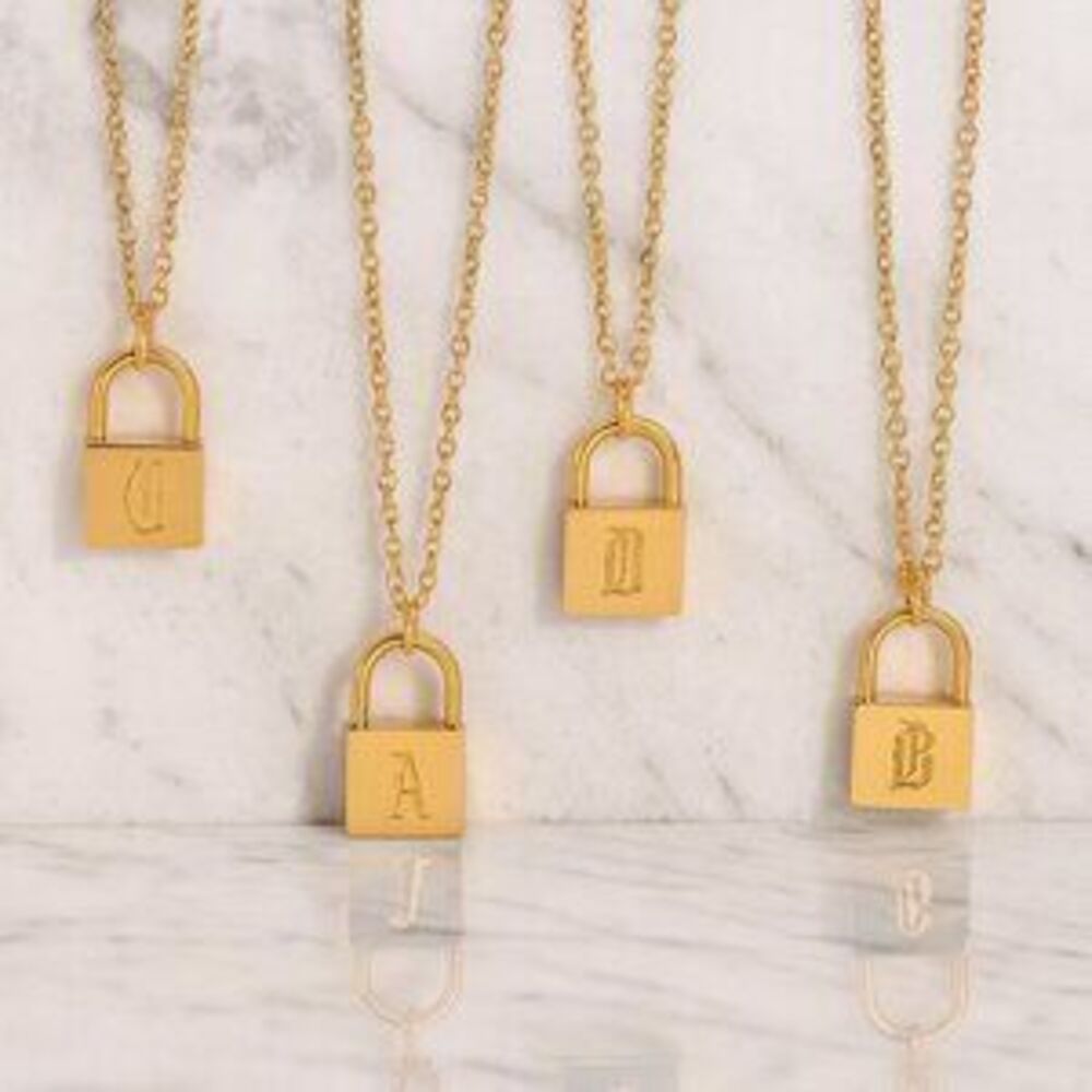 Emery 18K Monogram Lock Necklace